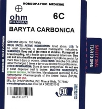 Md Tube Label (Baryta Carbonica   Md Tube Label)